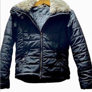 Black XS Aeropostale Puffer Jacket with Fur Hood